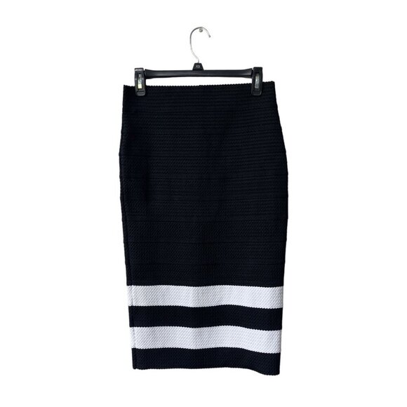 New York & Company Pencil Skirt Midi XS NWT Striped 7th Avenue NWT Black - Picture 2 of 12